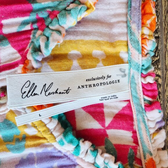 Ellen Merchant x Anthropologie Mixed Print Button Down Maxi Dress Sleeveless - Picture 10 of 14